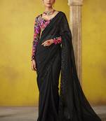 Black pure based fancy fabric embroidery saree