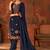 Blue floral embroidery cotton straight kurta with trousers & dupatta
