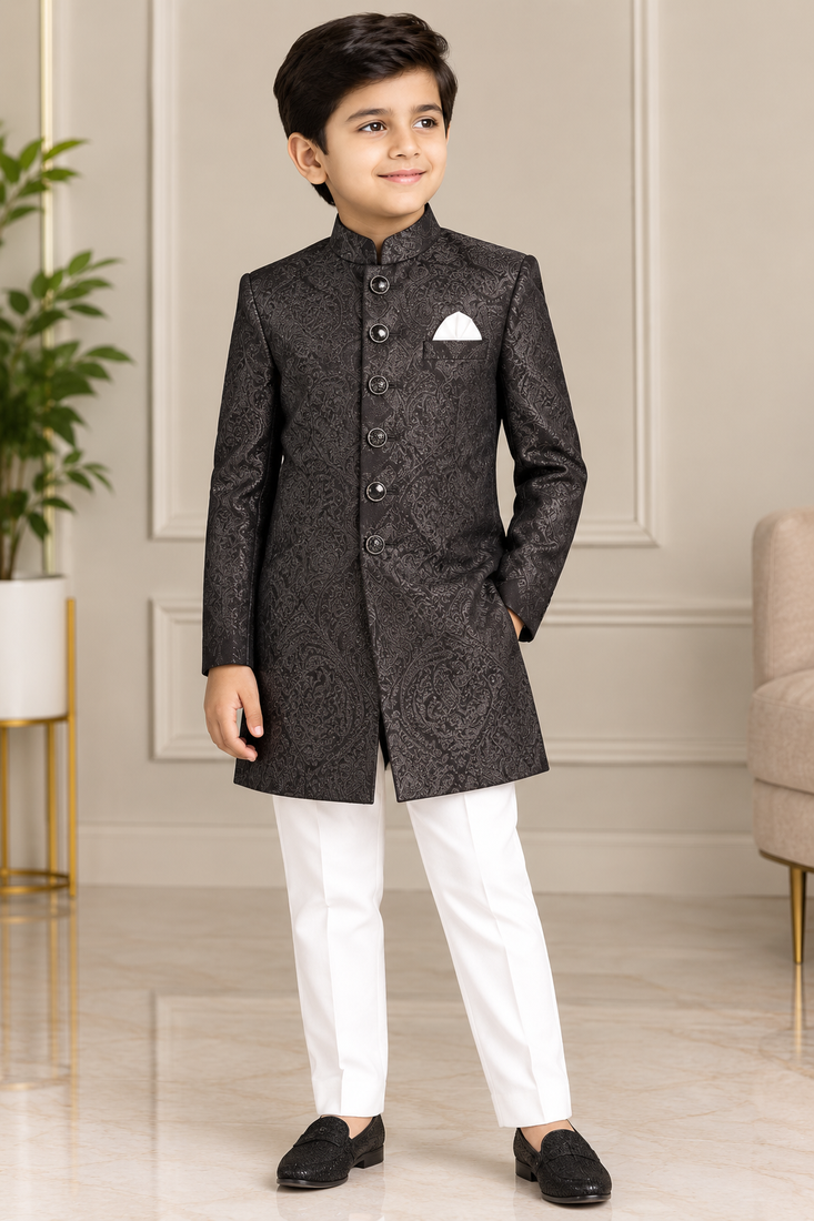 Black sherwani for children boy's ethnic wear