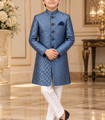 Turquoise sherwani for children boy's ethnic wear