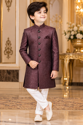 Wine sherwani for children boy's ethnic wear 1