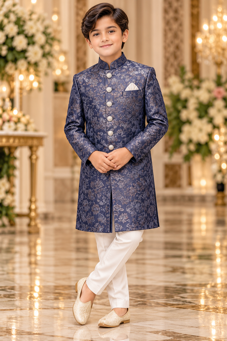 Blue sherwani for children boy's ethnic wear
