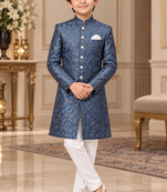 Turquoise sherwani for children boy's ethnic wear