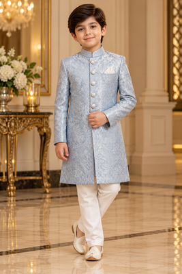 Sky blue sherwani for children boy's ethnic wear 1