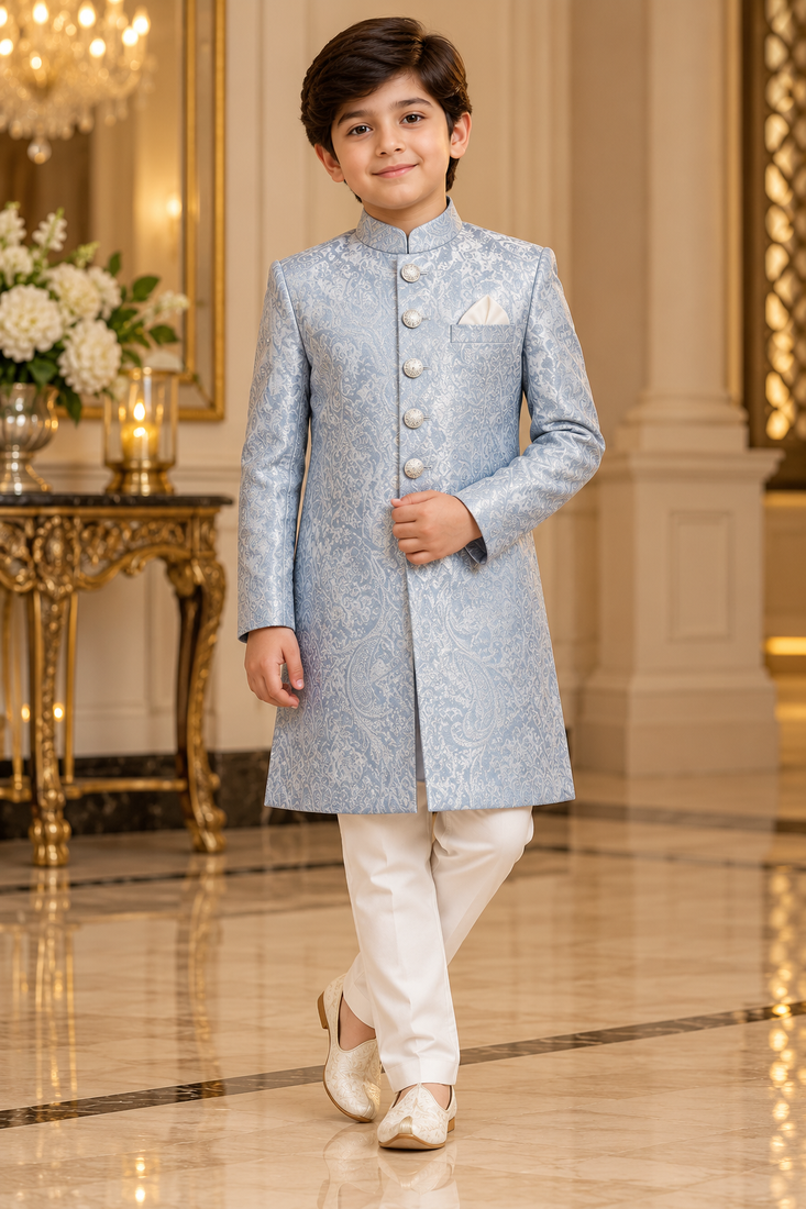 Sky blue sherwani for children boy's ethnic wear