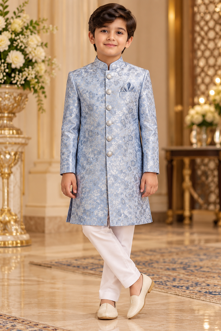 Sky blue sherwani for children boy's ethnic wear