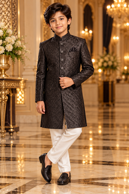 Black sherwani for children boy's ethnic wear 1
