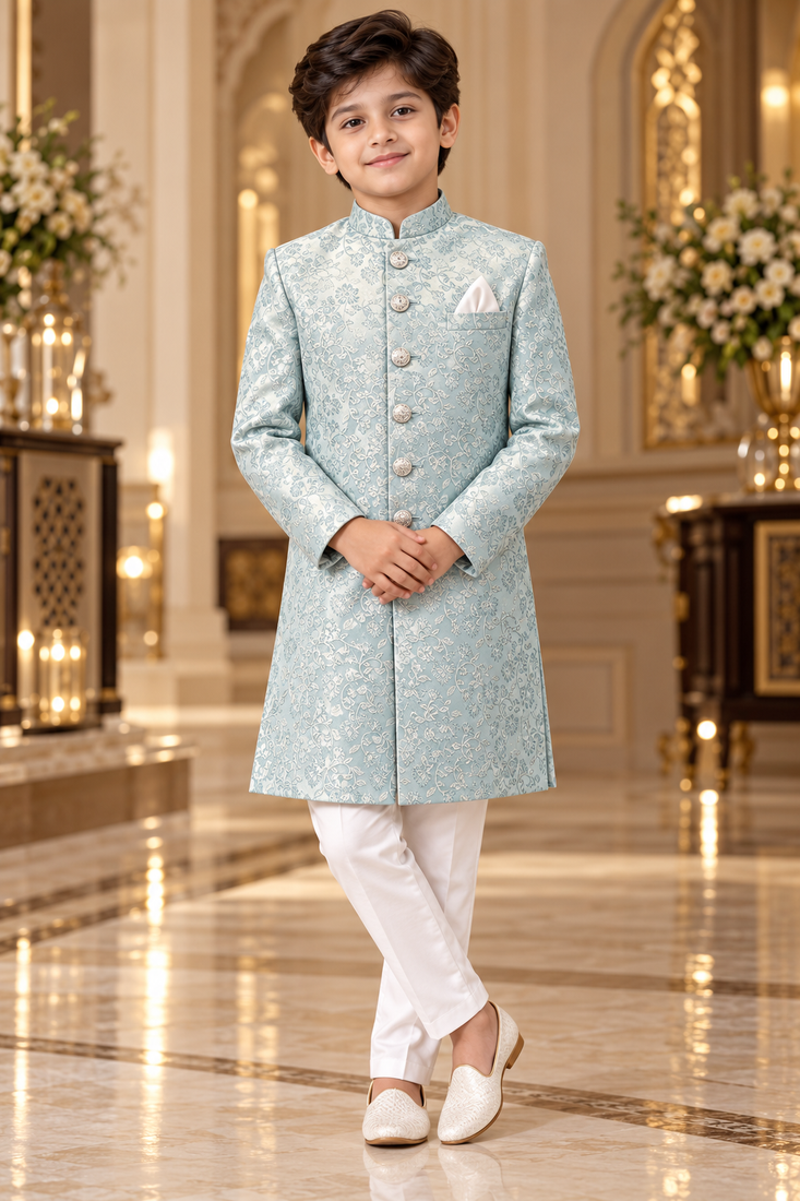 Sky blue sherwani for children boy's ethnic wear