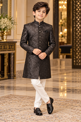 Black sherwani for children boy's ethnic wear 1