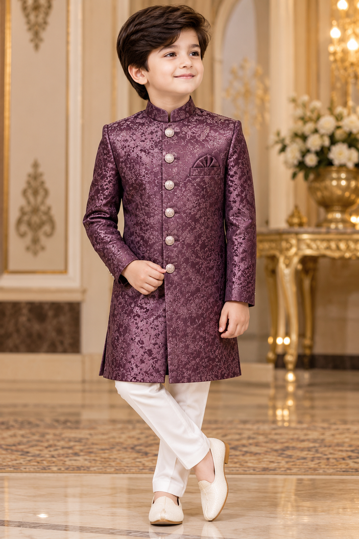 Wine sherwani for children boy's ethnic wear