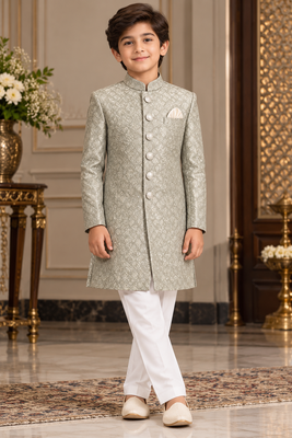 Pista green sherwani for children boy's ethnic wear 1