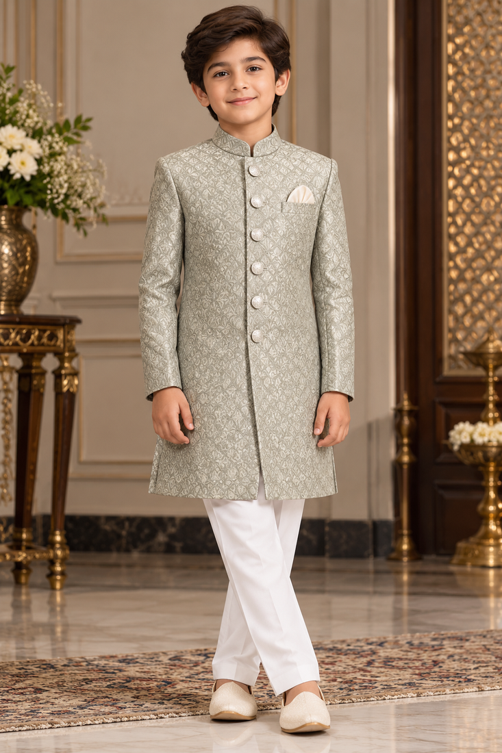 Pista green sherwani for children boy's ethnic wear