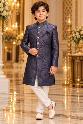 Blue sherwani for children boy's ethnic wear 1