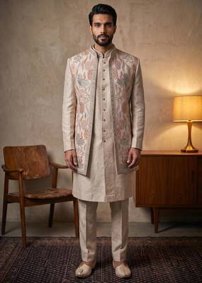 Wine premium heavy lachka 3-piece indo-western designer party wear set with intricate embroidery & handwork 2