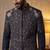 Navy blue premium heavy lachka 3-piece indo-western designer party wear set with intricate embroidery