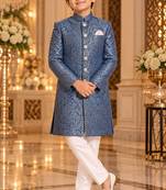 Turquoise sherwani for children boy's ethnic wear