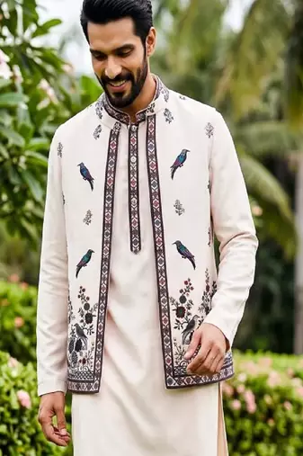 Black premium heavy lachka 3-piece indo-western designer party wear set with intricate embroidery & handwork