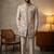 Cream premium linen 3-piece indo-western designer party wear set with intricate embroidery & handwork