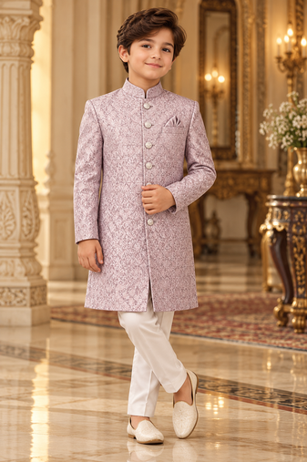 Pink sherwani for children boy's ethnic wear