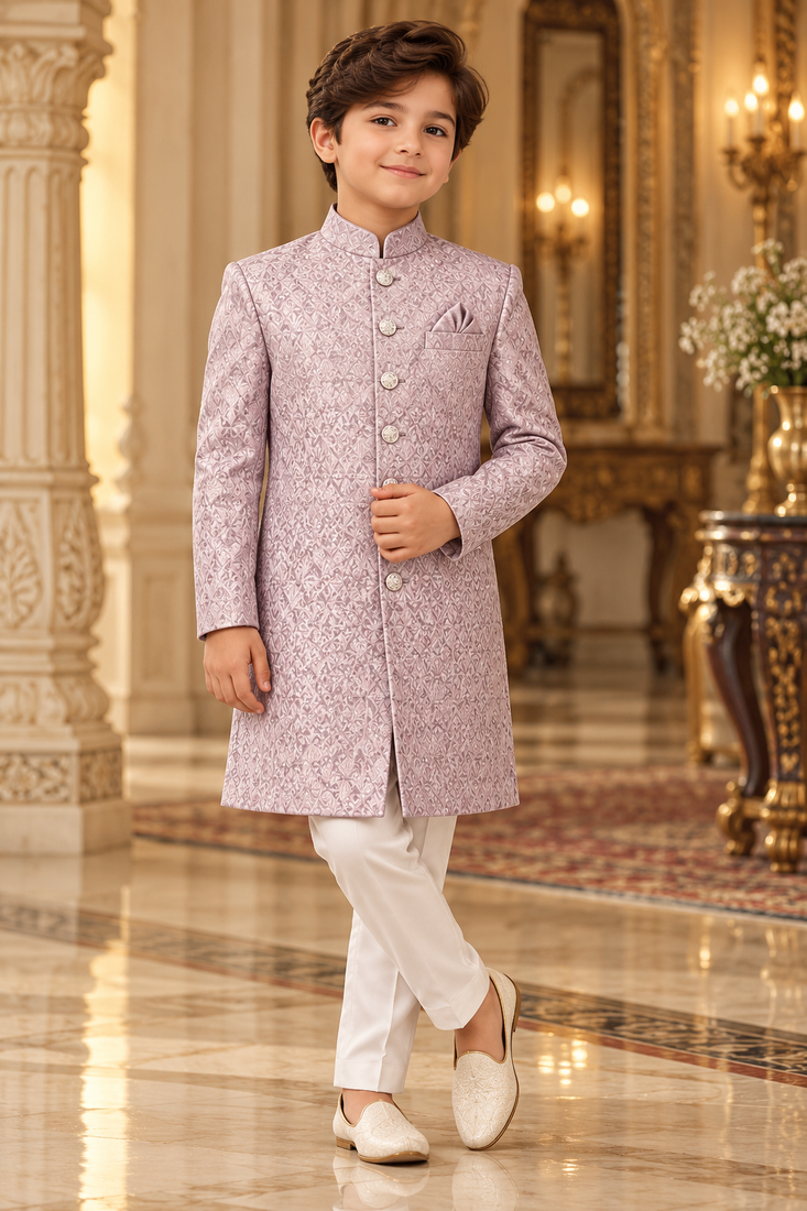 Pink sherwani for children boy's ethnic wear