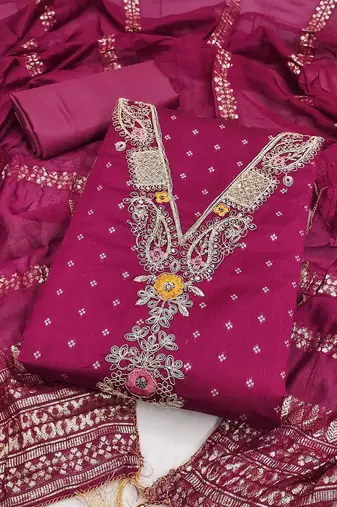 Embroidered Unstitched Dress Material