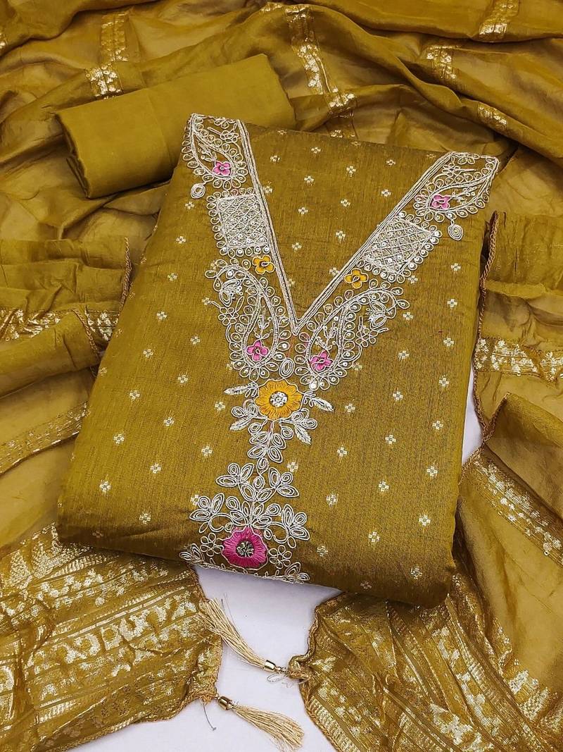 Embroidered Unstitched Dress Material