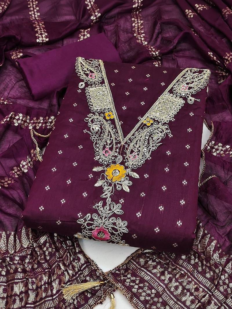 Embroidered Unstitched Dress Material