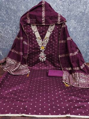 embroidered unstitched dress material 2