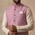 Pink designer linen modi jacket – digital printed with intricate handwork