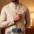 Cream designer linen modi jacket – digital printed with intricate handwork