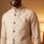 Cream designer linen modi jacket – digital printed with intricate handwork