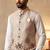 Cream designer linen modi jacket – digital printed with intricate handwork