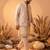 Luxury cream embroidered linen koti, kurta & pant set – premium 3-piece designer party wear ensemble