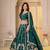 GREEN  CHINON SILK PARTY WEAR EMBROIDERY LEHENGA CHOLI 