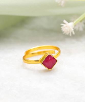 Gold plated pink stone ring 2