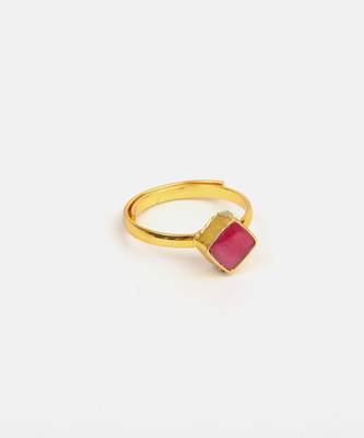 Gold plated pink stone ring 4