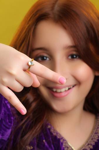 Gold plated clear white stone ring