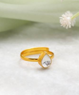 Gold plated clear white stone ring 2