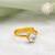 Gold plated clear white stone ring