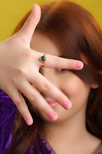 Gold plated teal green stone ring