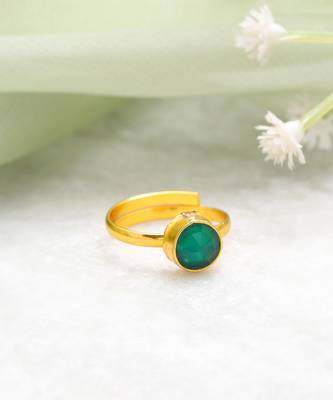 Gold plated teal green stone ring 2