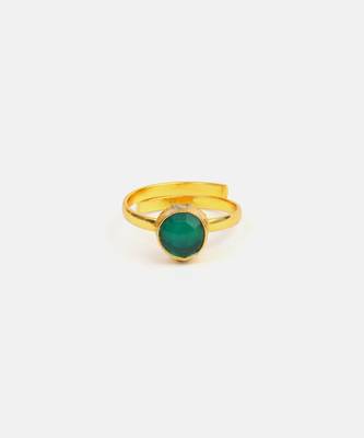 Gold plated teal green stone ring 3