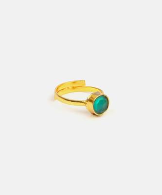 Gold plated teal green stone ring 4