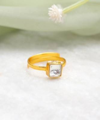 Gold plated grey stone ring 2