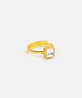 Gold plated grey stone ring 4