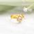 Gold plated kundan white beaded flower ring
