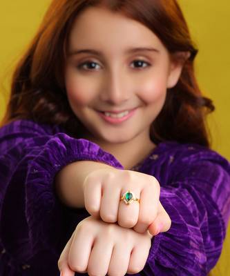 Gold plated emerald green pearl ring 1