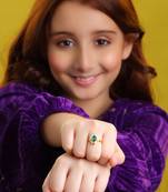 Gold plated emerald green pearl ring