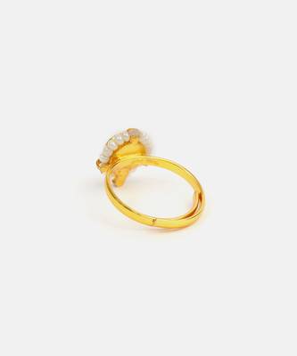 Gold plated emerald green pearl ring 5