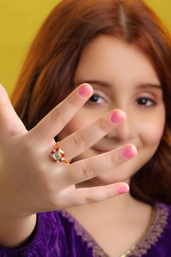 Gold plated kundan ruby red ring